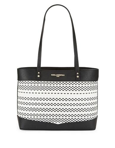 Karl Lagerfeld Paris Basket Weave Leather Tote