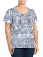 Lord & Taylor Striped Soft V-neck Top