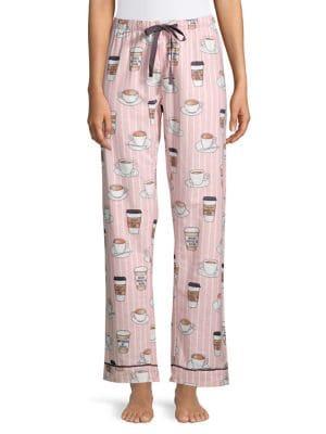 Pj Salvage Striped Coffee Print Pj Pants