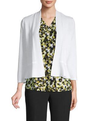 Kasper Ruffle-hem Open-front Cardigan