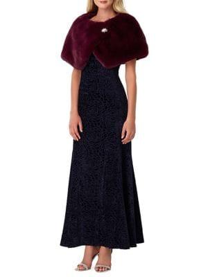Tahari Faux Fur Brooch Capelet