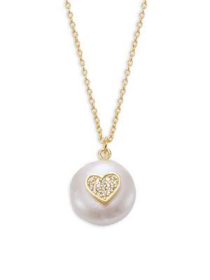Lord & Taylor Heart And Pearl Necklace