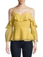 Design Lab Lord & Taylor Cold-shoulder Ruffle Blouse