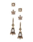Marchesa Set Of Three Crystal And Faux Pearl Trio Earrings