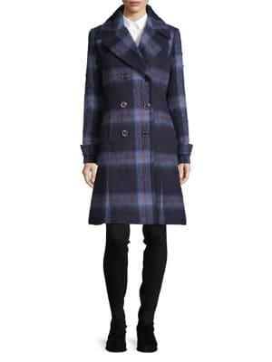 Kenneth Cole Reaction Plaid Double Breasted Regular-fit Coat