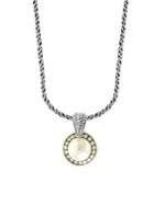 Effy Sterling Silver, 18k Yellow Gold & 9mm White Pearl Pendant Necklace