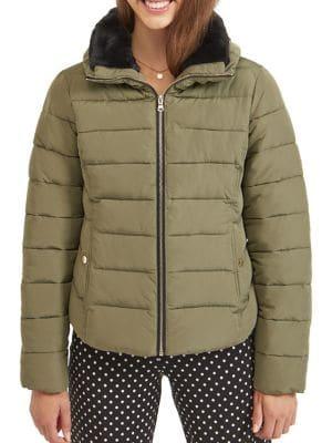 Miss Selfridge Faux-fur Trimmed Puffer Coat