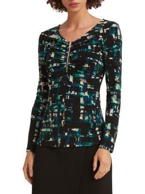 Donna Karan Printed Long-sleeve Top