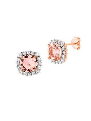 Lord & Taylor Round Morganite & Crystal Stud Earrings