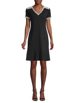 Karl Lagerfeld Paris Short Sleeve Flounce Dress
