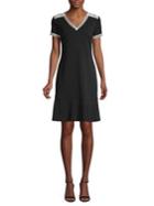 Karl Lagerfeld Paris Short Sleeve Flounce Dress