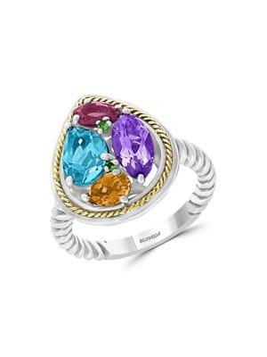 Effy 18k Yellow Gold, Sterling Silver & Multi-stone Ring