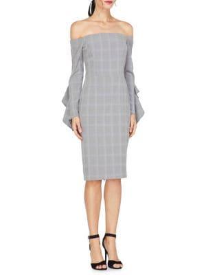 Adelyn Rae Celeste Woven Plaid Off-the-shoulder Dress
