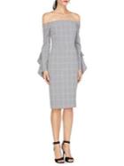 Adelyn Rae Celeste Woven Plaid Off-the-shoulder Dress