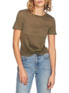 1.state Short-sleeve Twist-front Linen Tee