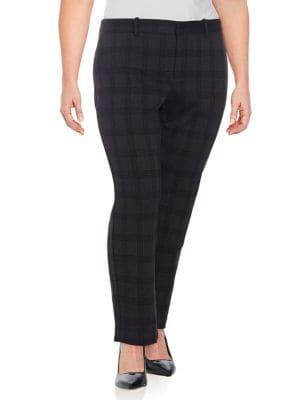 Lord & Taylor Plus Kelly Plaid Ponte Ankle Pant