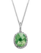 Lord & Taylor Sterling Silver And Green Amethyst Pendant Necklace