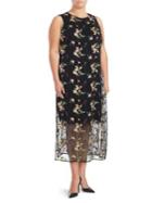 Vince Camuto Plus Tropical Embroidered Midi Dress