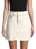 Buffalo David Bitton Faded Frayed-hem Denim Skirt