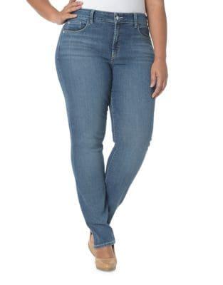Nydj Plus Plus Straight-leg Whiskered Denim Pants