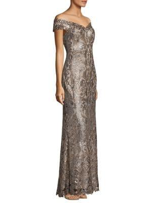 Tadashi Shoji Off-the-shoulder Sequin Gown