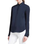 Donna Karan Roll Tab Stretch-silk Button-down Shirt