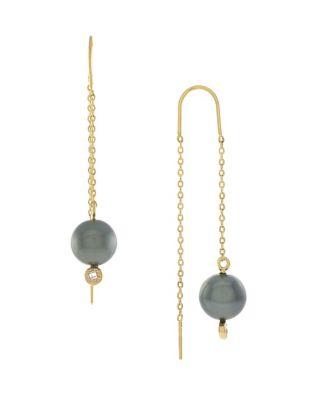 Cole Haan Crystal And Faux Pearl Threader Earrings