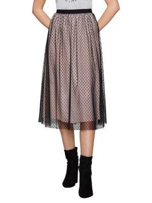 Bcbgeneration Polka-dot Tulle Midi Skirt