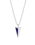 Nes Group Lapis And Sterling Silver Pyramidal Pendant Necklace