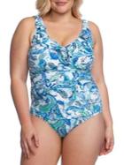 Lauren Ralph Lauren Plus Fiesta Paisley Ruffled 1-piece Swimsuit