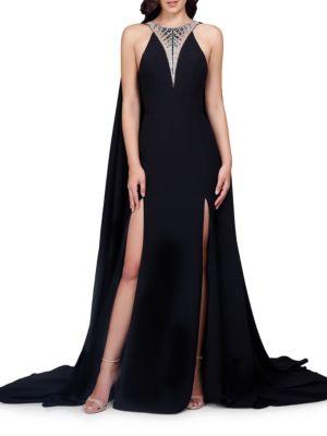Glamour By Terani Couture Embellished Slit Floor-length Gown