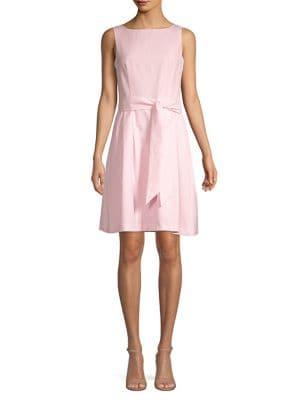 Anne Klein Seersucker Striped Fit-and-flare Dress