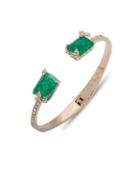 Jenny Packham Emerald And Crystal Hinge Bangle Bracelet