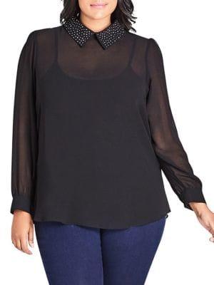 City Chic Plus Sheer Overlay Top
