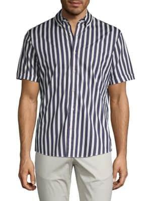 Michael Kors Stripe Stretch Short-sleeve Shirt