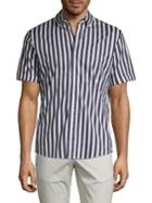 Michael Kors Stripe Stretch Short-sleeve Shirt