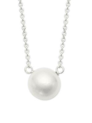 Dogeared Pearls Of Strength Sterling Silver And 6mm White Pearl Pendant Necklace