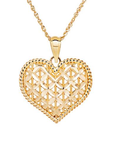 Lord & Taylor 14k Yellow-gold Floral Heart Pendant Necklace