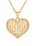 Lord & Taylor 14k Yellow-gold Floral Heart Pendant Necklace