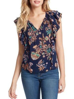 Jessica Simpson Zuri Double Ruffle Peasant Top
