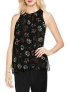 Vince Camuto Petite Gilded Rose Ruched Neck Blouse