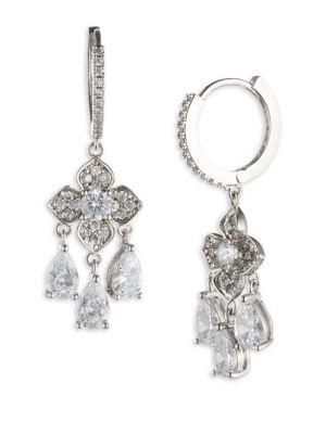 Jenny Packham Crystal Elongated Hoop Earrings