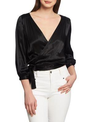 1.state Satin Wrap Blouse