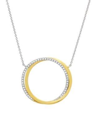 Crislu Dia Link 18k Gold And Platinum Finished Interlocking Pendant Necklace