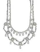 Marchesa Rhodium And Opal Multi-row Silver-plated Collar Necklace