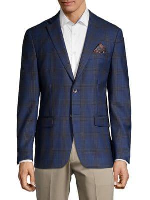 Tallia Orange Plaid Slim Sportcoat