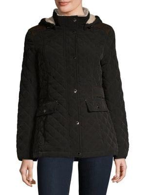 Laundry By Shelli Segal Quilted Hooded Faux Fur Lined Jacket