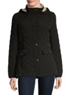Laundry By Shelli Segal Quilted Hooded Faux Fur Lined Jacket