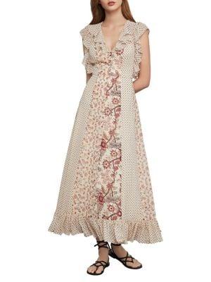 Bcbgmaxazria Mixed-floral Ruffled Maxi Dress