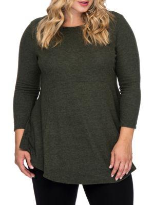 B Collection By Bobeau Roundneck Fit-and-flare Knit Top